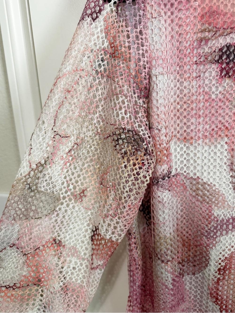 Alfred Dunner Floral Lace Mesh Sequin Blouse Pink Mauve Size S - Picture 8 of 11